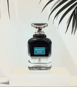 Majestic Blue flask showing the house bottle and cap design